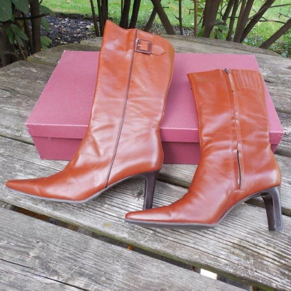 Brown Heeled Boots for Women - Picture 1 of 3